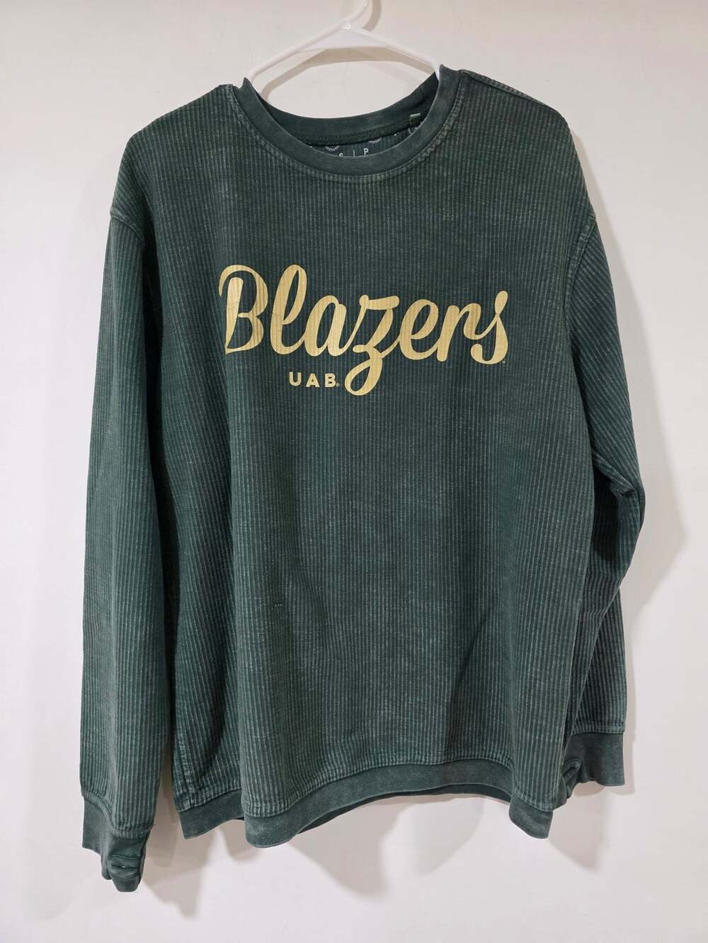 Three Square UAB Blazers Comfy Cord Sweatshirt Size S Green